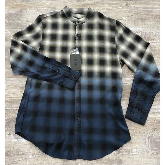RawGear Mens Flannel Dress Ombré Shirt Sz S - Picture 1 of 6